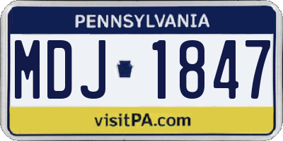 PA license plate MDJ1847