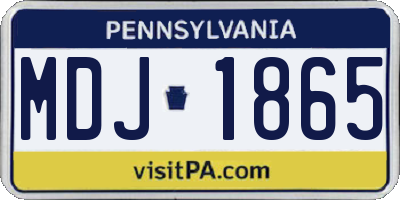 PA license plate MDJ1865