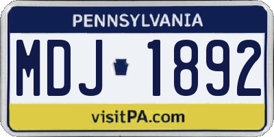 PA license plate MDJ1892
