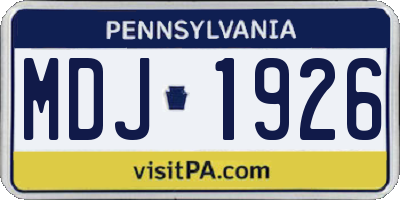 PA license plate MDJ1926