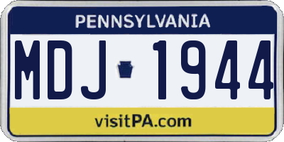 PA license plate MDJ1944