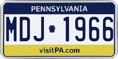 PA license plate MDJ1966