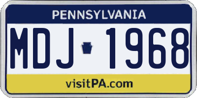 PA license plate MDJ1968