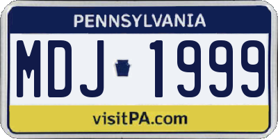 PA license plate MDJ1999