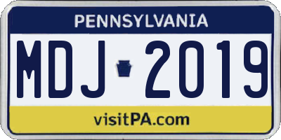PA license plate MDJ2019