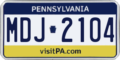PA license plate MDJ2104
