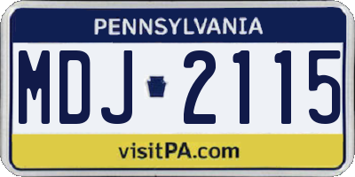 PA license plate MDJ2115