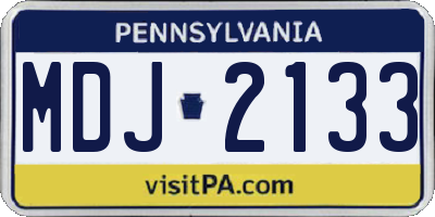 PA license plate MDJ2133