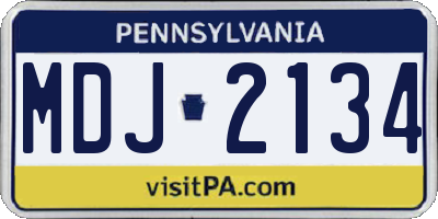 PA license plate MDJ2134