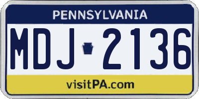 PA license plate MDJ2136