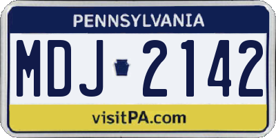 PA license plate MDJ2142