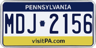 PA license plate MDJ2156