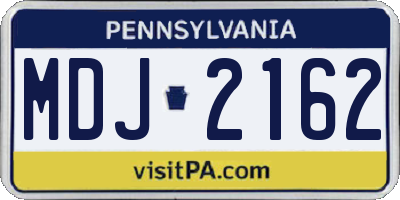 PA license plate MDJ2162