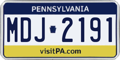 PA license plate MDJ2191