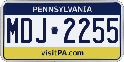 PA license plate MDJ2255