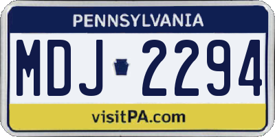 PA license plate MDJ2294