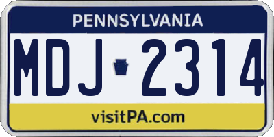 PA license plate MDJ2314