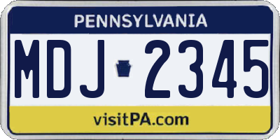 PA license plate MDJ2345