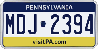 PA license plate MDJ2394