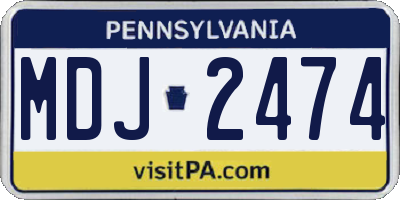 PA license plate MDJ2474