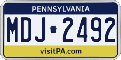 PA license plate MDJ2492