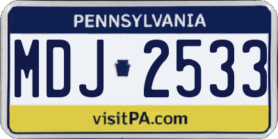 PA license plate MDJ2533