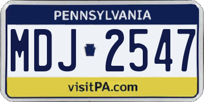 PA license plate MDJ2547