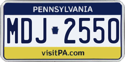 PA license plate MDJ2550