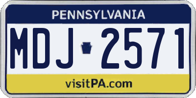 PA license plate MDJ2571