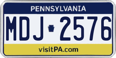 PA license plate MDJ2576