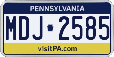 PA license plate MDJ2585