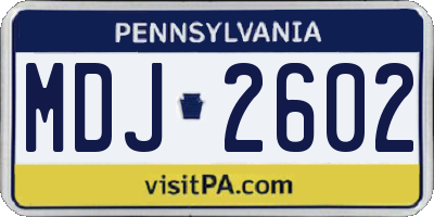 PA license plate MDJ2602