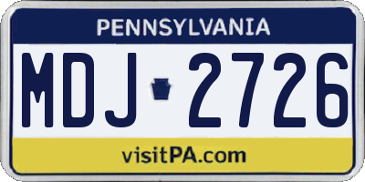 PA license plate MDJ2726