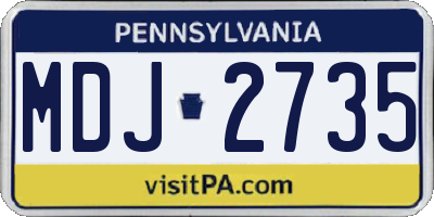 PA license plate MDJ2735