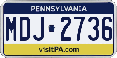 PA license plate MDJ2736