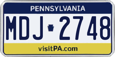PA license plate MDJ2748