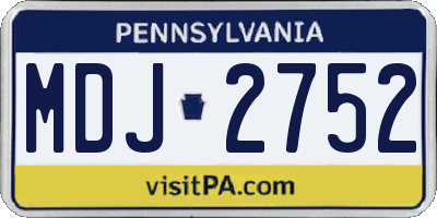 PA license plate MDJ2752