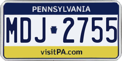 PA license plate MDJ2755