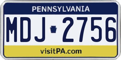 PA license plate MDJ2756