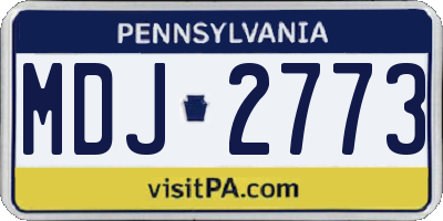 PA license plate MDJ2773