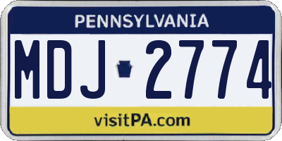 PA license plate MDJ2774