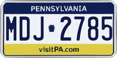 PA license plate MDJ2785