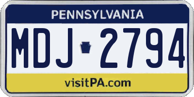 PA license plate MDJ2794