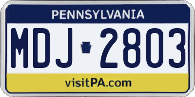 PA license plate MDJ2803