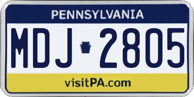 PA license plate MDJ2805