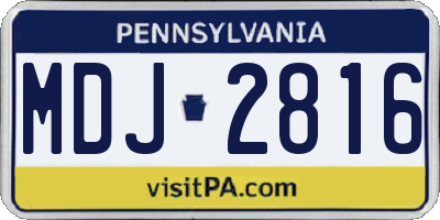 PA license plate MDJ2816