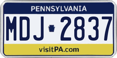 PA license plate MDJ2837