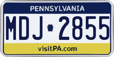 PA license plate MDJ2855