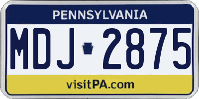 PA license plate MDJ2875