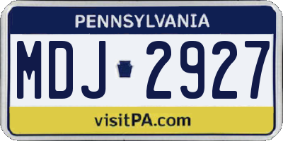PA license plate MDJ2927